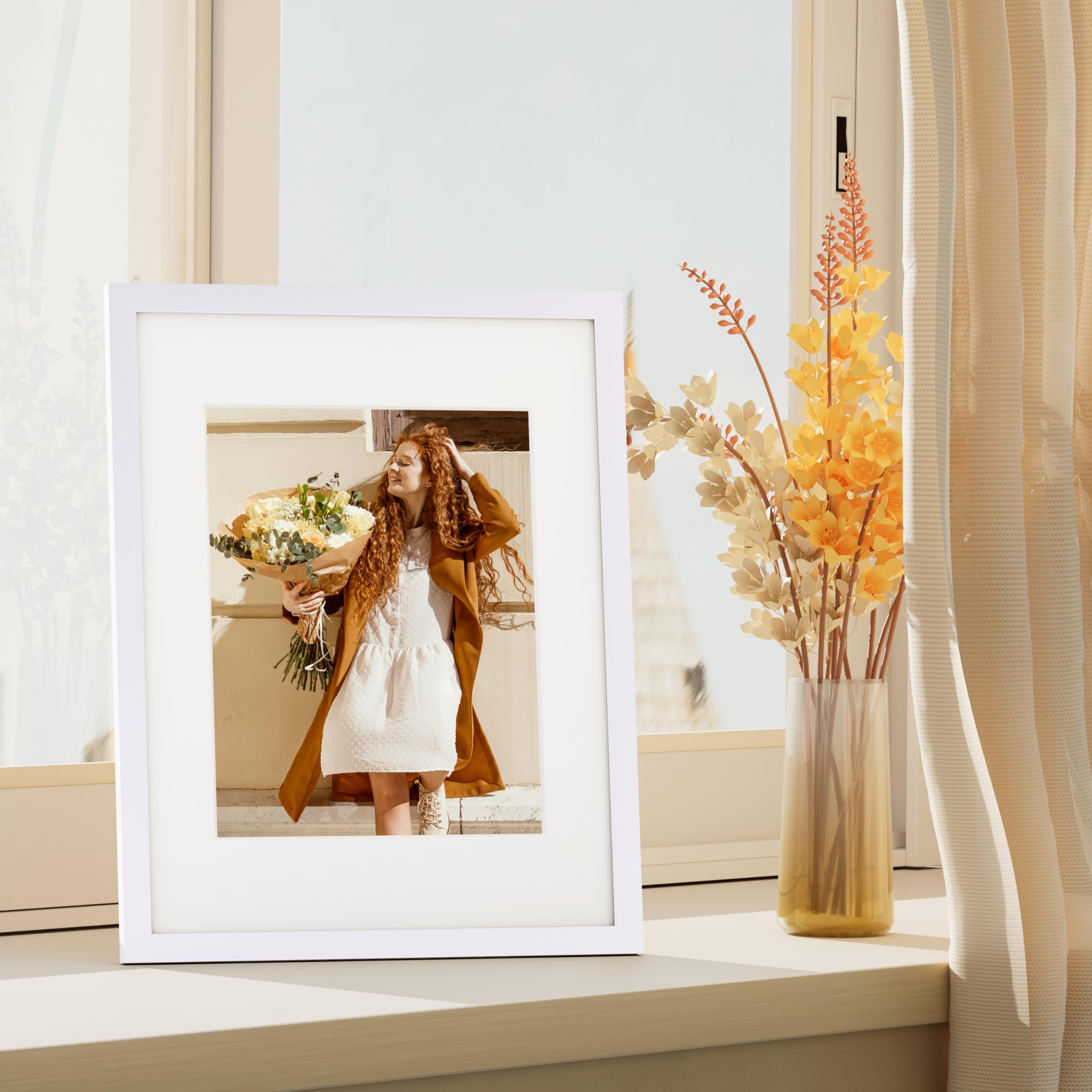 Vittanly 11x14 Picture Frame Set of 4, Display Pictures 8x10 with Mat or 11x14 without Mat, Gallery Wall Frame Set for Wall or T